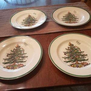 2 Spode Christmas Tree Dinner Plates 10 3/4 " S3324 Mint Condition
